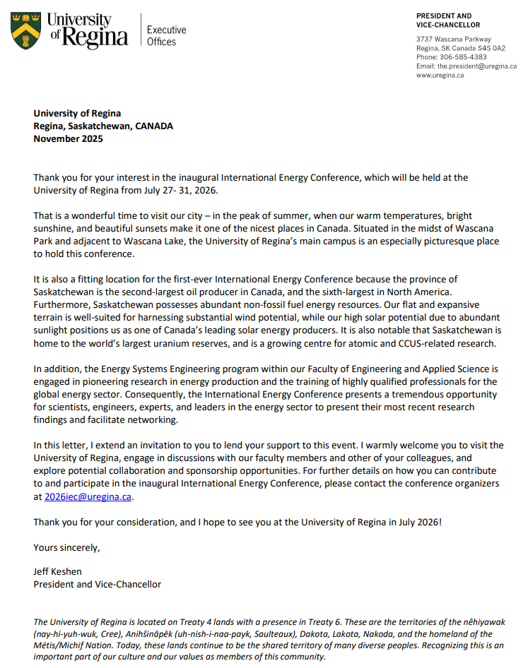 Welcome letter from the President